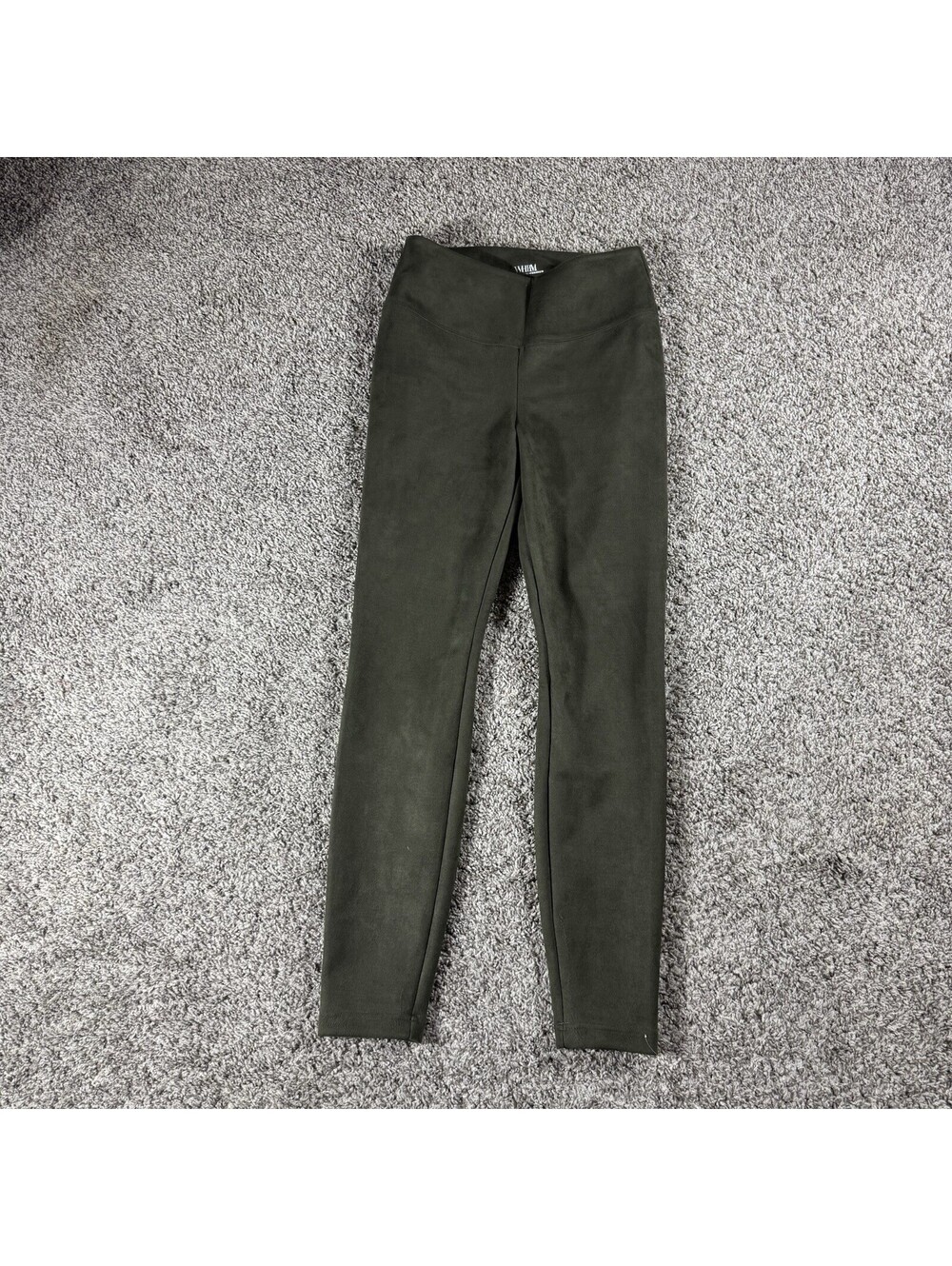 White House Black Market Runway Leggings Womens 8 Faux Suede Green